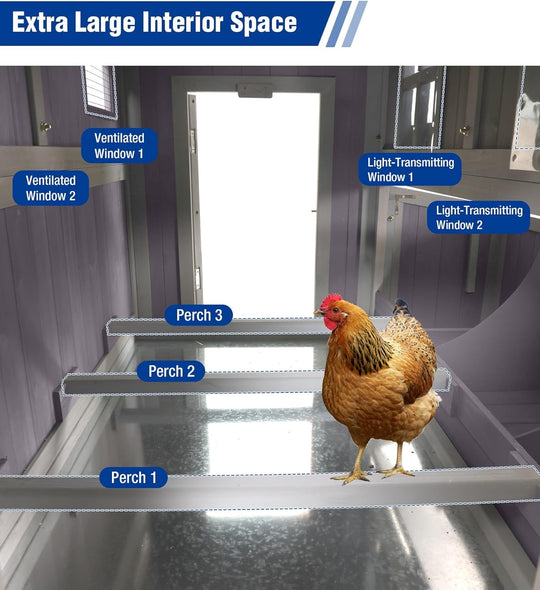 MEDEHOO Large Chicken Coop with Wheels for 6-8 Chickens, Large Outdoor Duck Coop Hen House with Weatherproof Asphalt Roof, Nesting Box, Pull-Out Tray, 51.6" L x 41" W x 51.2" H