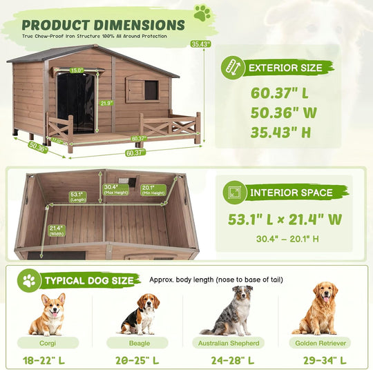 MEDEHOO Extra Large XXL Heated Dog House Insulated Dog Kennel with Safe Heating Pad, Chew-Proof Metal Frame, 6-Sided Thermal Liner for Large Dog Breeds, Dark Brown AIR7024L-CG-HP-G2-CC