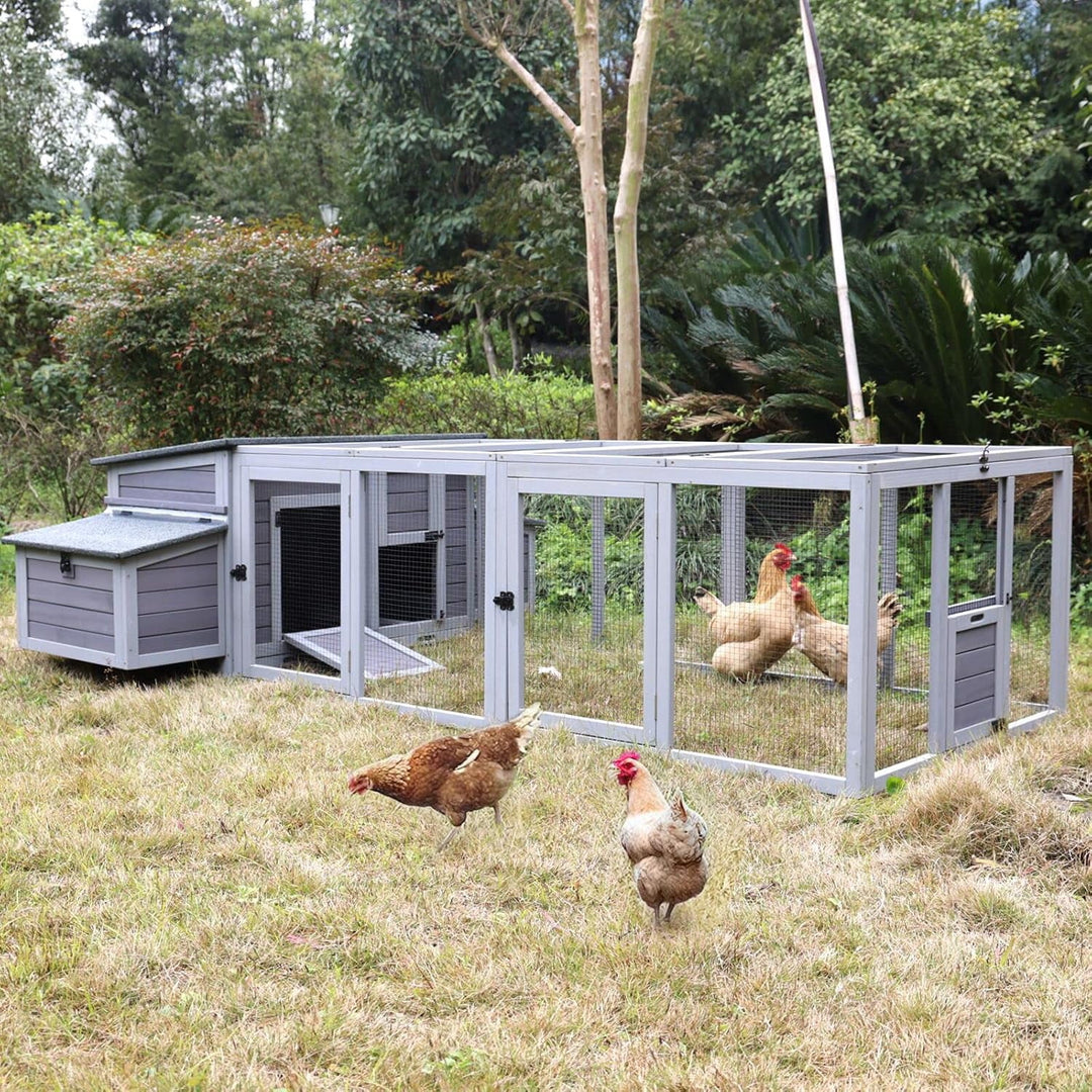 MEDEHOO Chicken Coop with Run for 4–6 Chickens, Ducks, or Small Animals, Outdoor Hen House with 4 Nesting Boxes, L-Shaped Metal Brackets, Weatherproof, Easy Assembly, 103" L x 67" W x 28" H