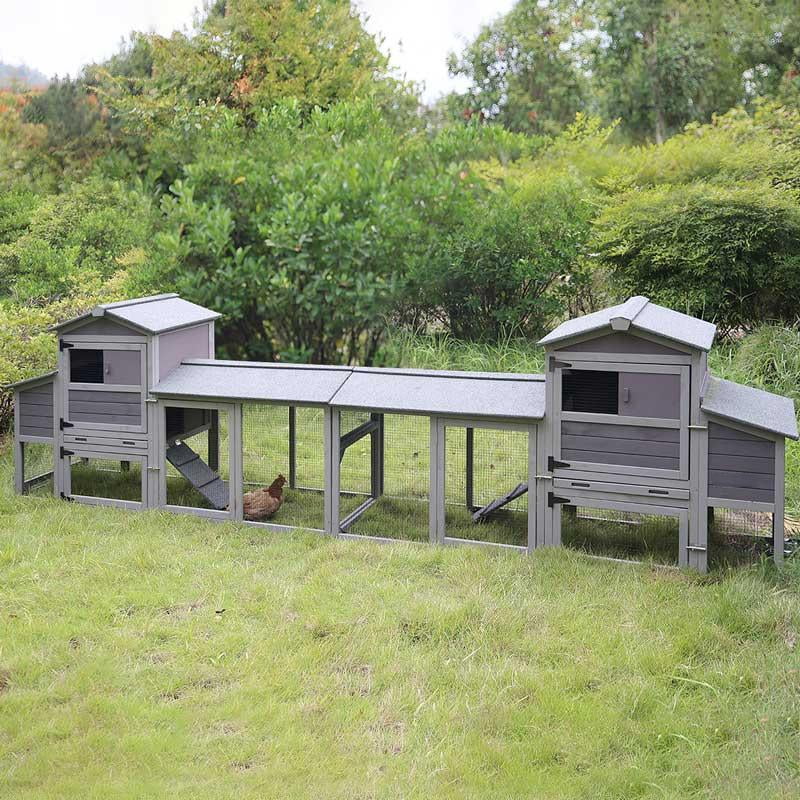 MEDEHOO 80" Mobile Chicken Coop with Wheels - Weatherproof Wooden Hen House, Outdoor Poultry Cage &amp; Nesting Box Run, Expandable Design Chicken Coop-AIR61-MA