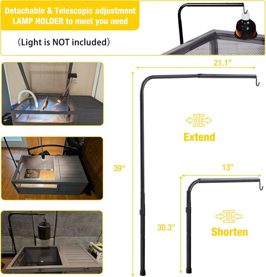 MEDEHOO Tortoise Habitat House Indoor, Wooden Tortoise House Reptile Enclosure Outdoor Amphibians Cage for Gecko Lizard Snake SKY21-ML-WM