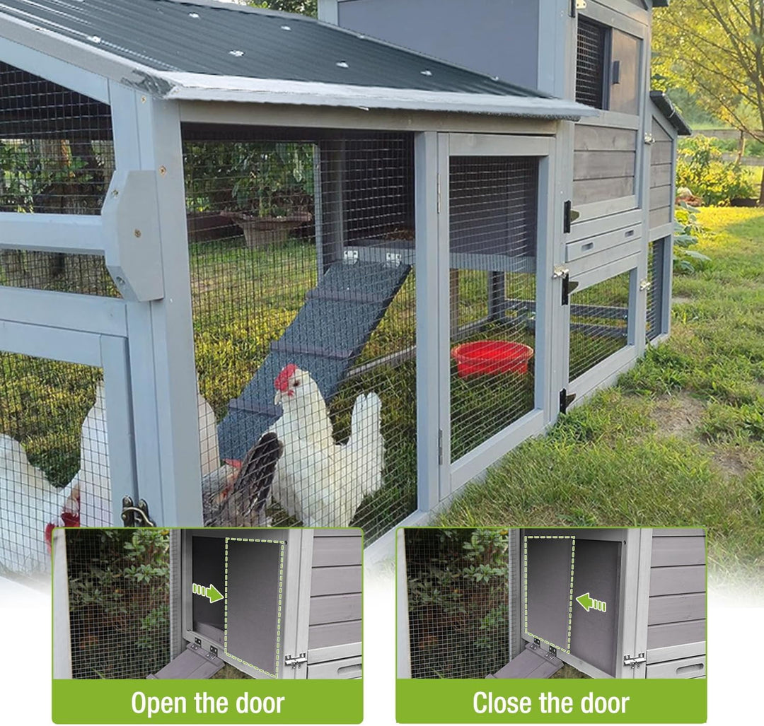 MEDEHOO Chicken Coop 80in Mobile Chicken House with Run Portable Wooden Poultry Cage with Nesting Box Rabbit Hutch on Wheels,Movable AIR61-J-WM