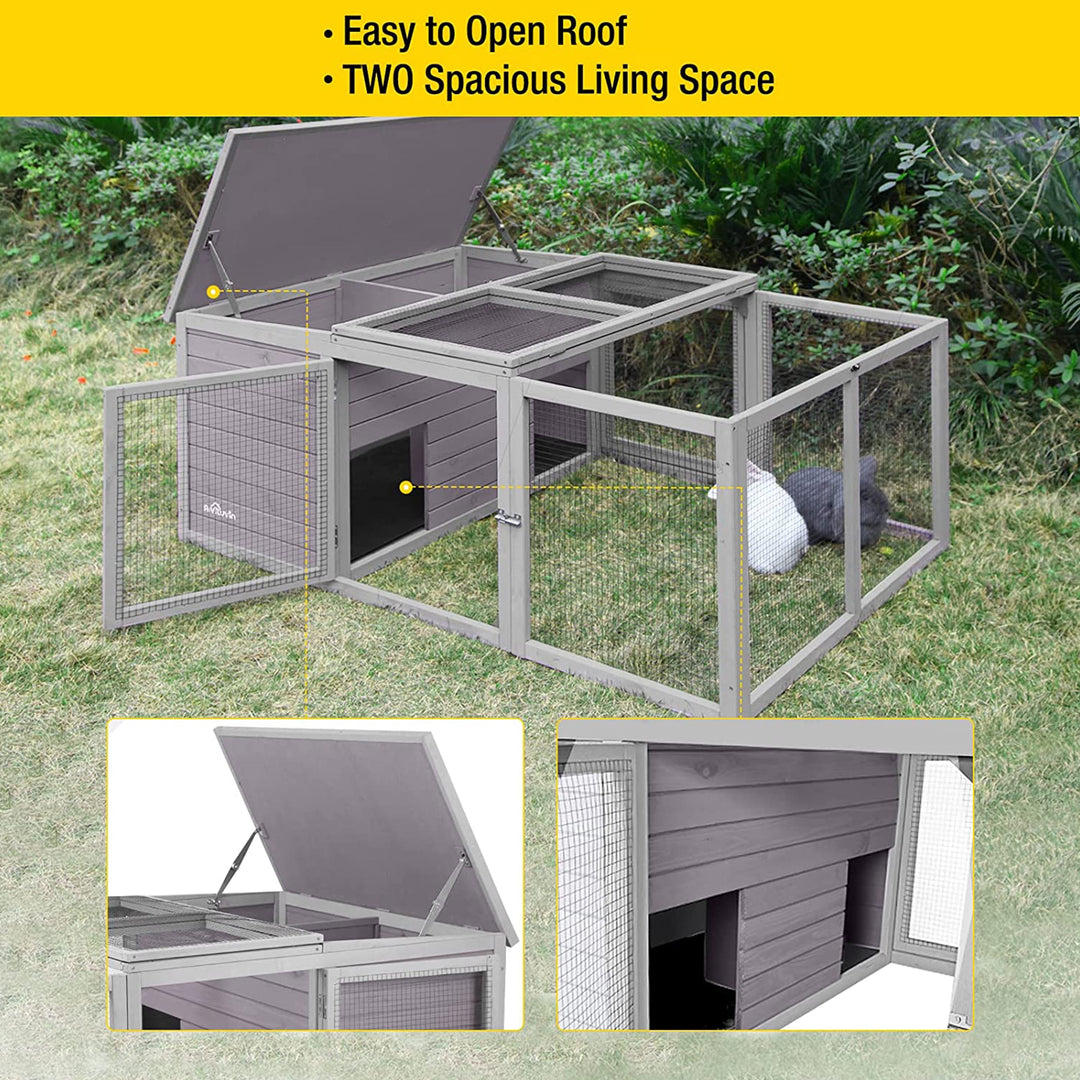 MEDEHOO Wooden Chicken Coop with Run Rabbit Hutch Bunny Cage for Small Animals Indoor