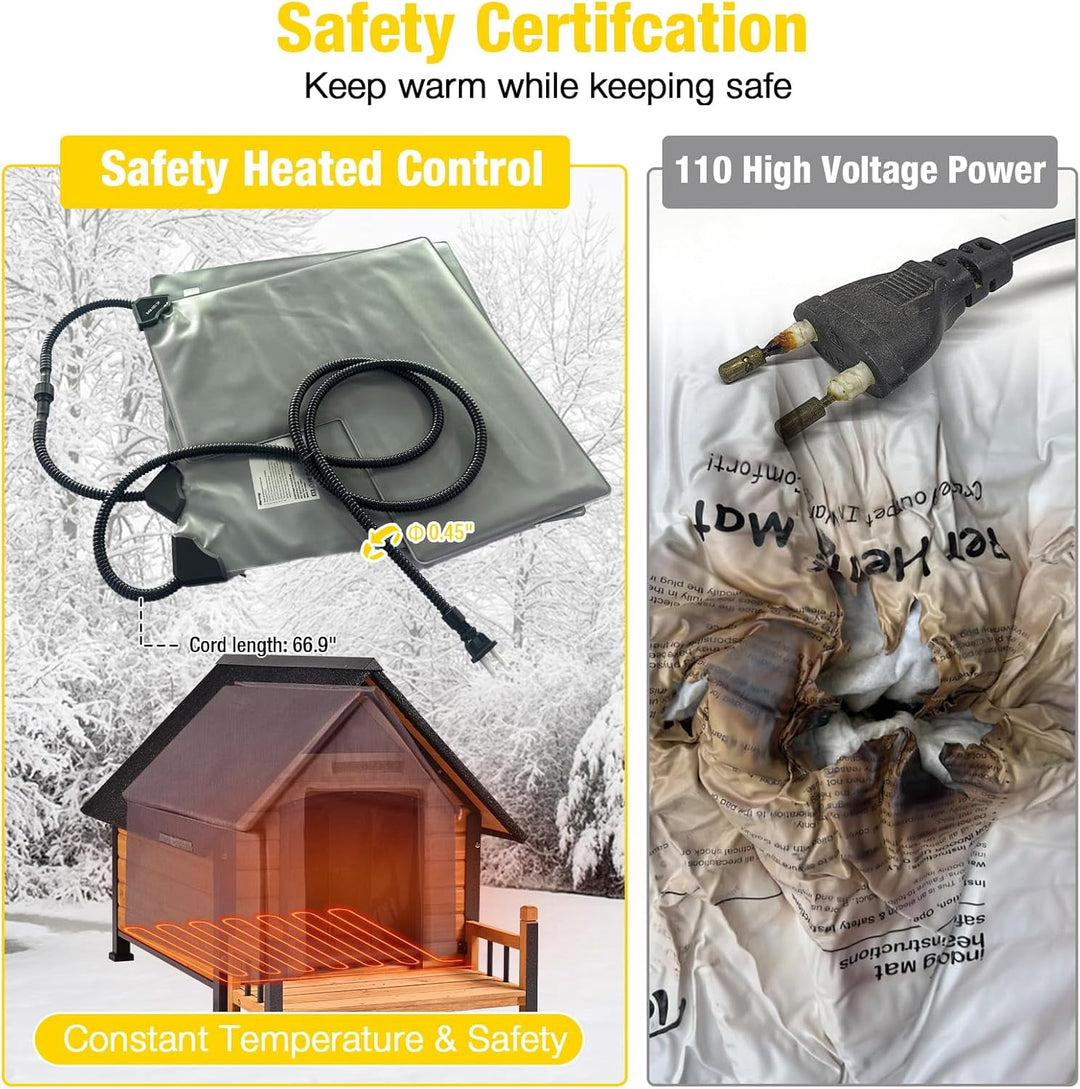 MEDEHOO Heated Dog House Outdoor 50.9" Large Dog Kennel with Metal Frame Insulated Indoor Dog Cage for Small Medium Large Dogs with Heater and Insulated Liner