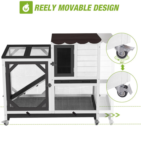 AIR7013-BW/L-SF 2-Story Rabbit Hutch with Wheels
