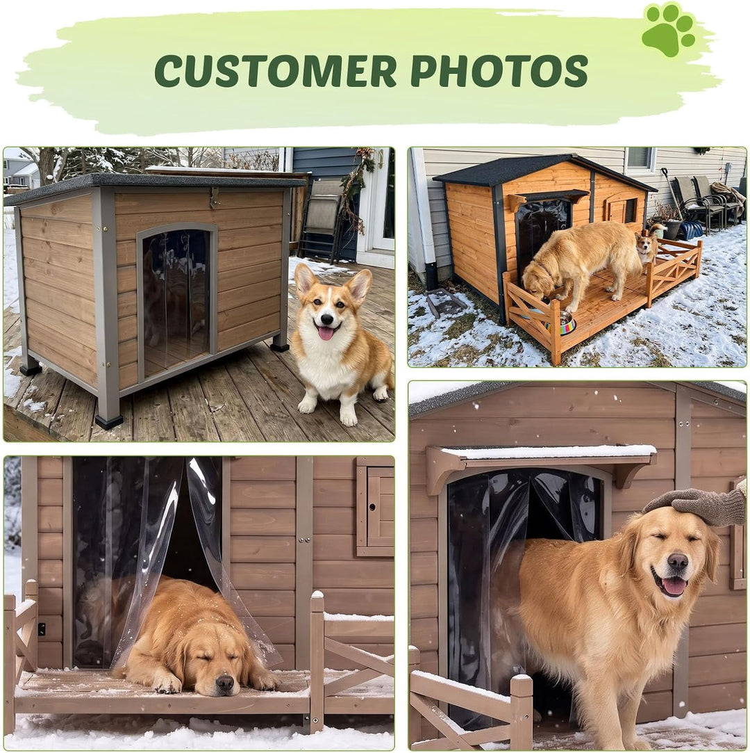 MEDEHOO Extra Large XXL Heated Dog House Insulated Dog Kennel with Safe Heating Pad, Chew-Proof Metal Frame, 6-Sided Thermal Liner for Large Dog Breeds, Dark Brown AIR7024L-CG-HP-G2-CC