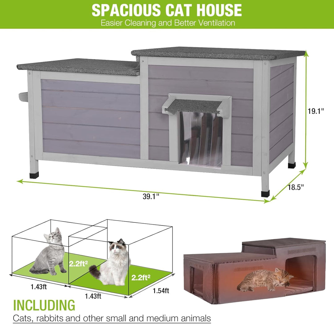 BUTINGLALE Outdoor Cat House Insulated Feral Kitty Shelter with Liner Weatherproof Cat Condo for Winter,Large Space AIR93-IN-J