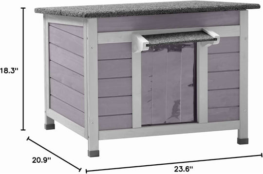 MEDEHOO Outdoor Cat House Wooden Feral Cats Enclosures Kitten Shelter,Weatherproof Small Pet Outside Bunny Cage