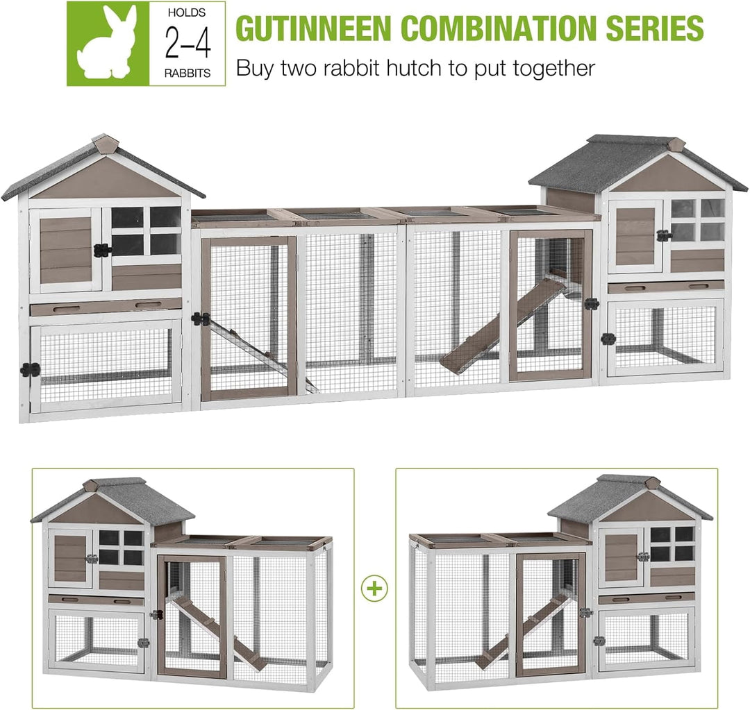 BUTINGLALE Rabbit Hutch Chicken Coop Expandable Indoor Bunny Cage Outdoor Guinea Pig Cage with Run 51.6" L, Brown XZ7002-B-N-WM