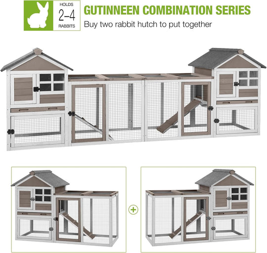 BUTINGLALE Rabbit Hutch Chicken Coop Expandable Indoor Bunny Cage Outdoor Guinea Pig Cage with Run 51.6" L, Brown XZ7002-B-N-WM
