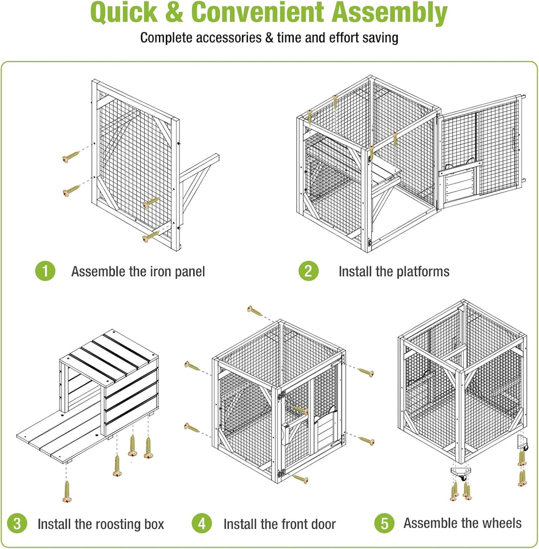 MEDEHOO Catio Outdoor Cat Enclosure with Wheels, Outdoor Cat House with Weatherproof Roof, 3 Platforms, Large Window Catio Portable Cat Cage Indoor for 2-3 Cats, 23.4" D x 24.5" W x 62.8" H - Grey AIR22-M-1-WM