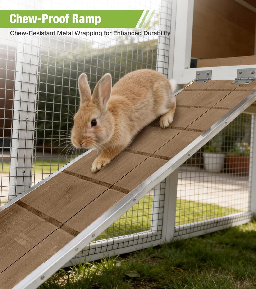 MEDEHOO Rabbit Hutch Outdoor Rabbit Cage Indoor 51.6" L Waterproof Bunny Cage with Chew-Proof Ramp and Lockable Doors for Indoor Outdoor Use Grey