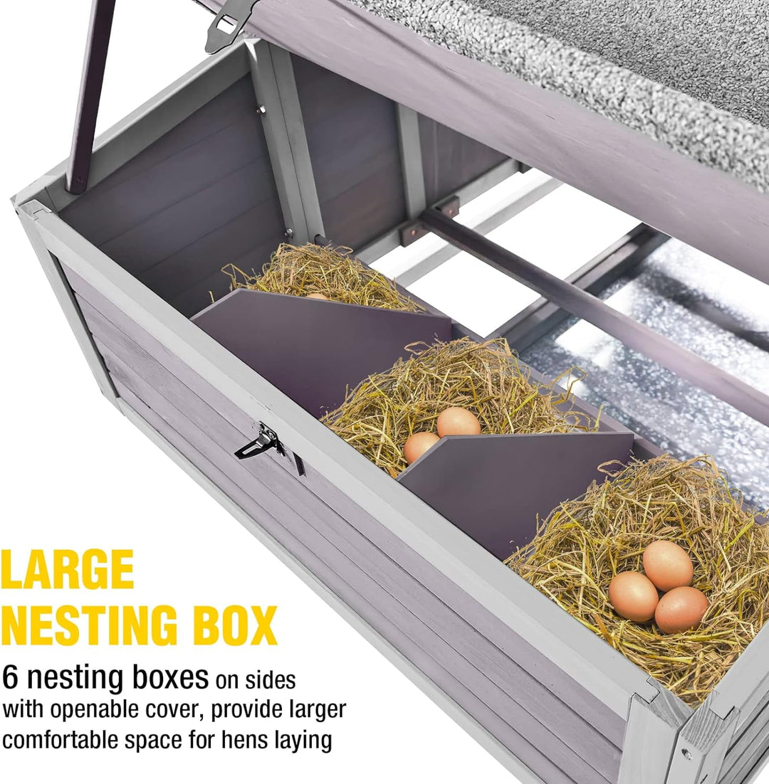 MEDEHOO Chicken Coop on Wheels Movable Hen House with Two Nesting Boxes, Large Poultry Cage Outdoor Duck Cage AIR677-WM