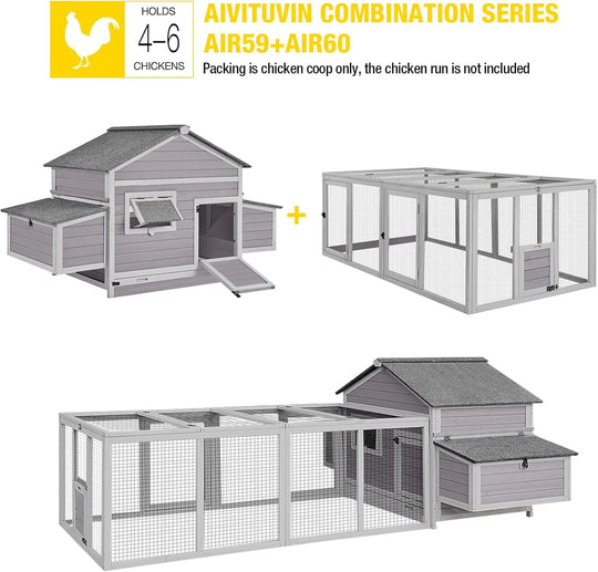 MEDEHOO Chicken Coop with Two Large Nesting Boxes Wooden Hen House Outdoor Poultry Cage Duck Coop Weatherproof