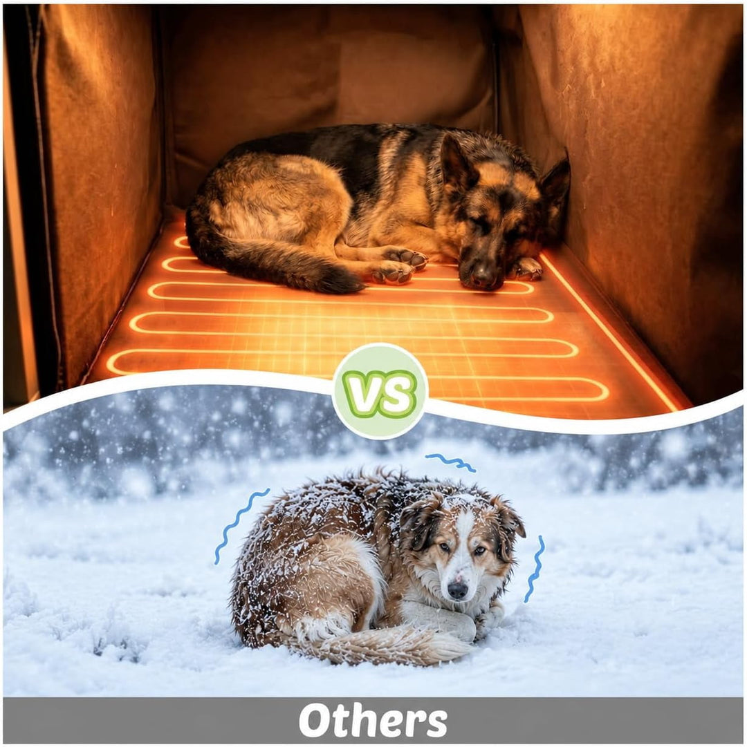 MEDEHOO Extra Large XXL Heated Dog House Insulated Dog Kennel with Safe Heating Pad, Chew-Proof Metal Frame, 6-Sided Thermal Liner for Large Dog Breeds, Brown AIR7024-L-HP-G2-CC