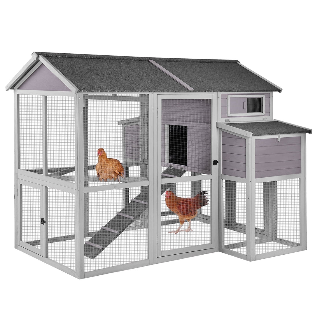 MEDEHOO Wooden Chicken Coop for 8 - 10 Chicken, Extra Large with Nesting Box Gray