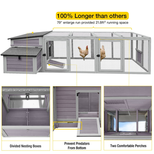 MEDEHOO Wooden Chicken Coop with Run, Large Hen House for 4-6 chickens AIR45-WM-2