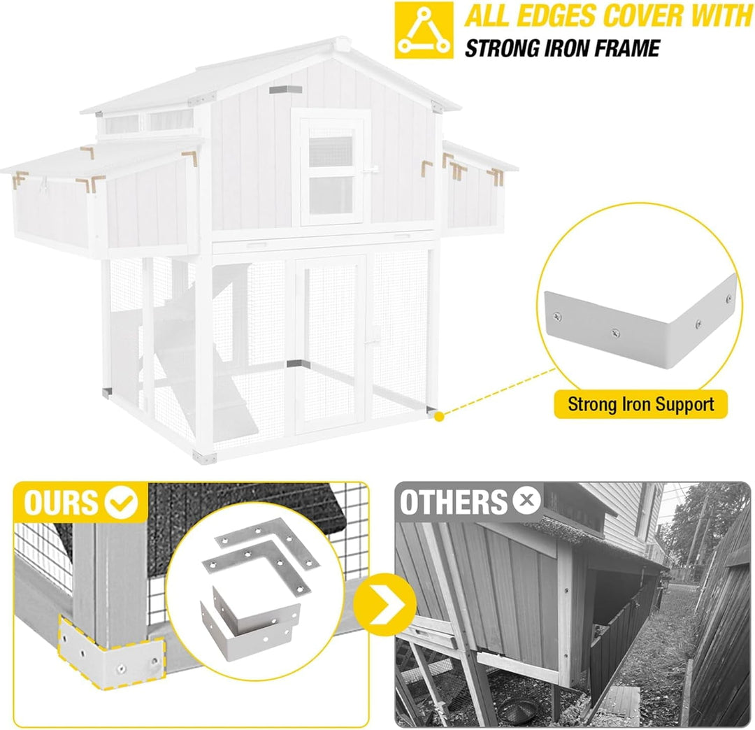 MEDEHOO Chicken Coop Large Poultry Cage with Strong Iron Edge Chicken House with Nesting Box Easy to Set Up Portable Chicken Coop for 6 8 Chickens