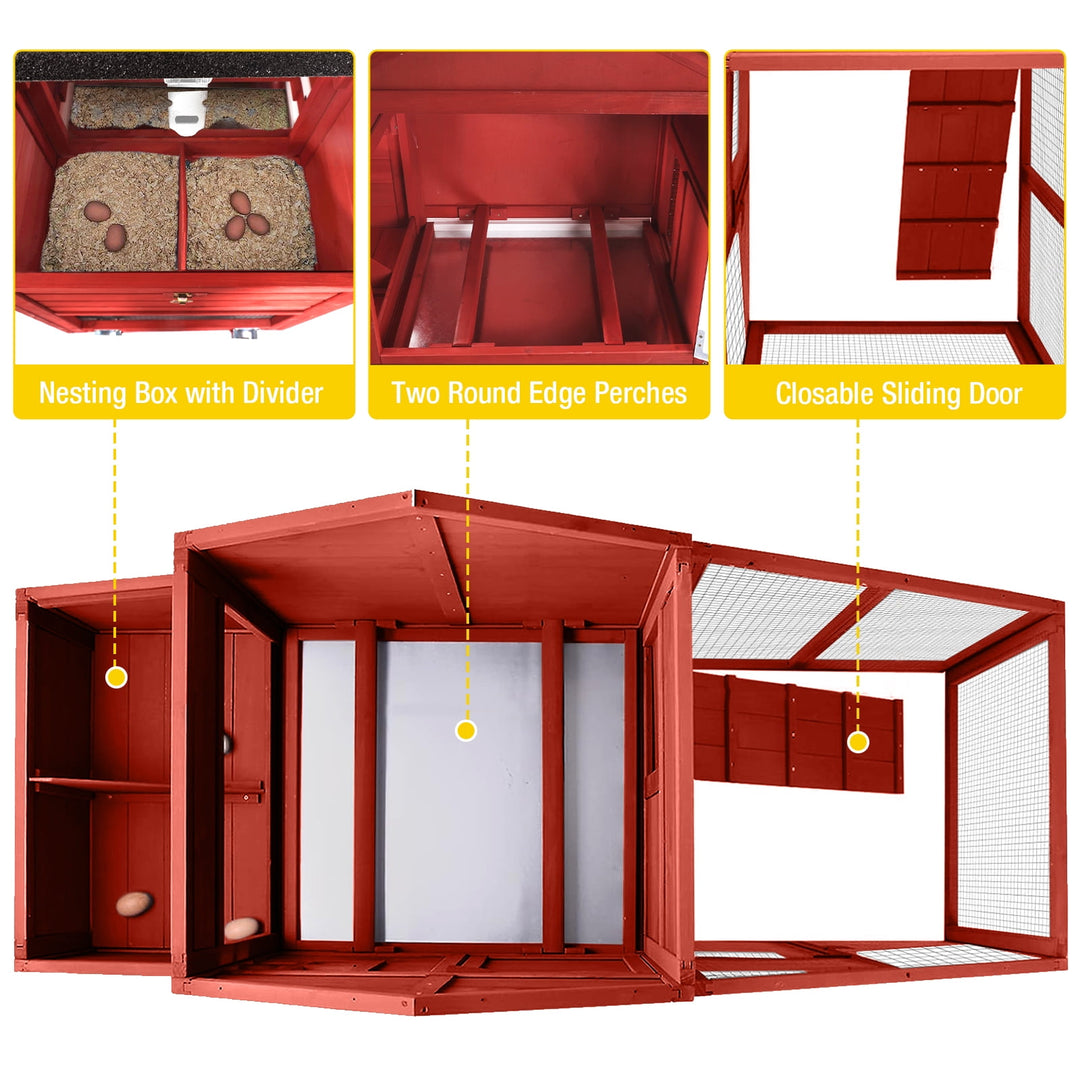 MEDEHOO Chicken Coop Mobile Hen House with Nesting Box with Wheel for 2-4 Chickens