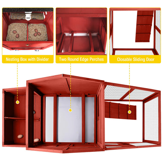 MEDEHOO Chicken Coop Mobile Hen House with Nesting Box with Wheel for 2-4 Chickens