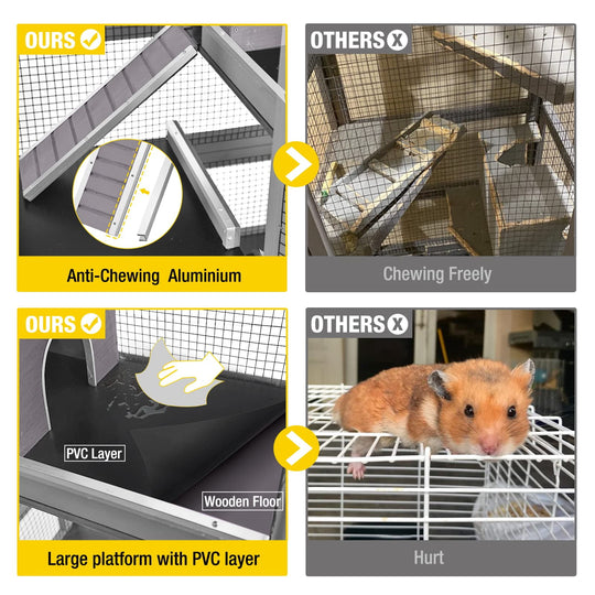 MEDEHOO Ferret Cage Large Chinchilla Cage Upgrade Metal Frame Rat Cage, 5 Levels