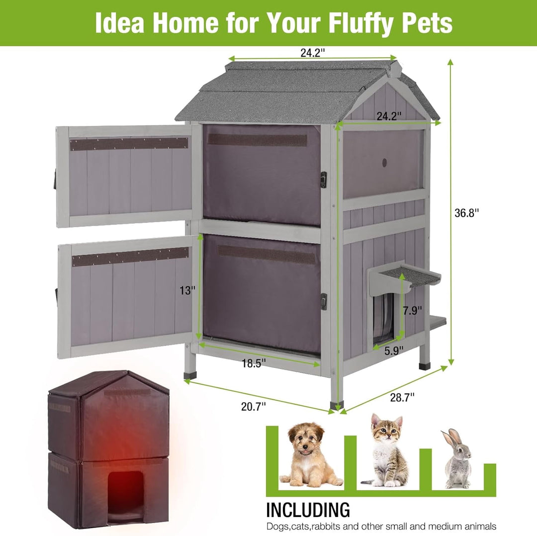 MEDEHOO Cat House for Outdoor Cats with Insulated Liner for Winter Waterproof Feral Kitty Shelter,2 Layer AIR94-IN-J-WM