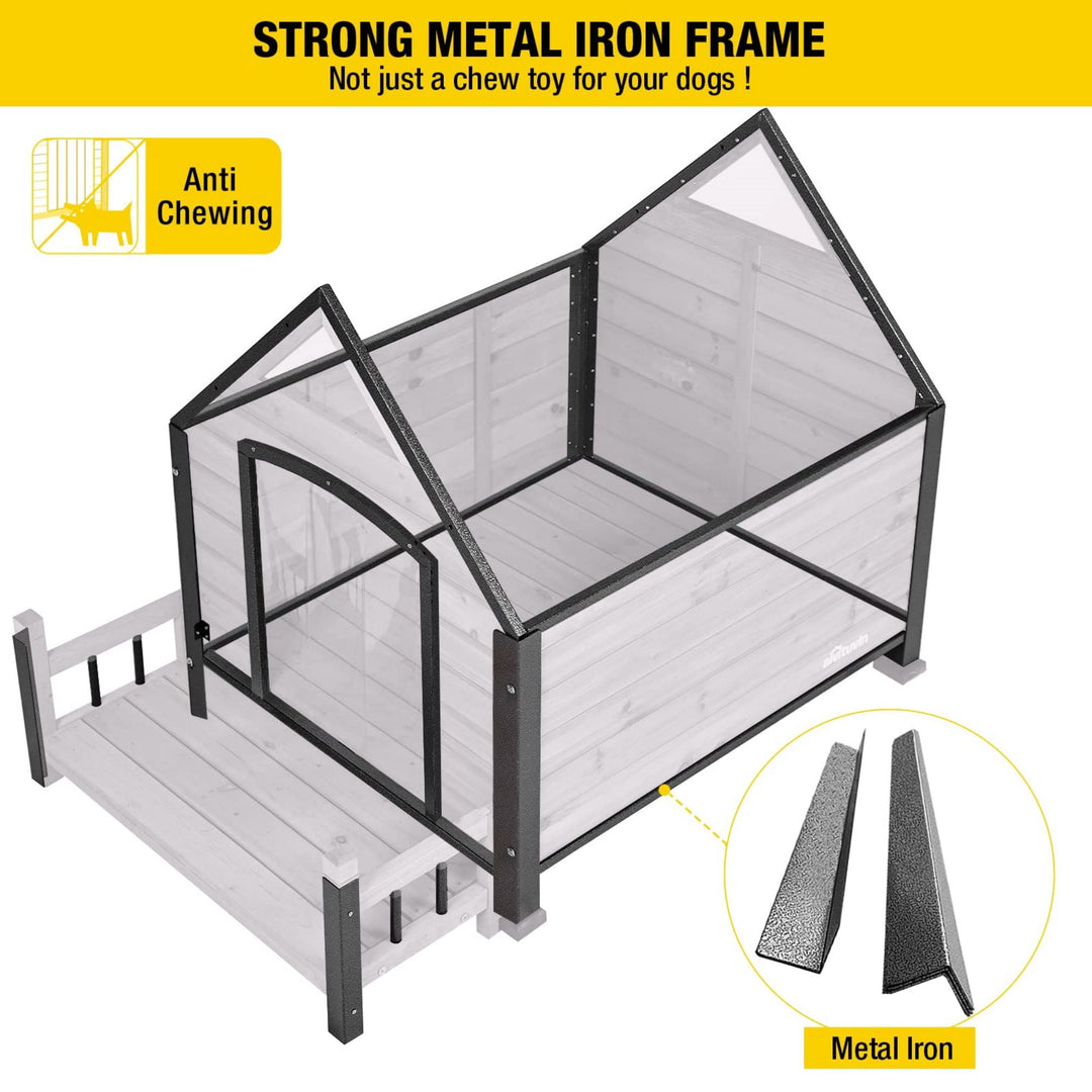 MEDEHOO Outdoor Dog House, Puppy Shelter, Anti-Bite Design for Medium Dogs with Porch