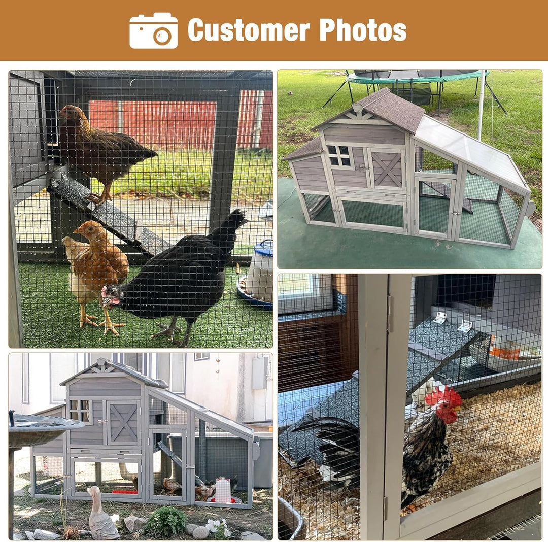 MEDEHOO 73.4" Large Chicken Coop with Wheels for Outdoor, Mobile Chicken House with Nest Box &amp; Removable Tray for 2-5 Chickens, Weatherproof Poultry Cage, Gray SKY32-D-WM