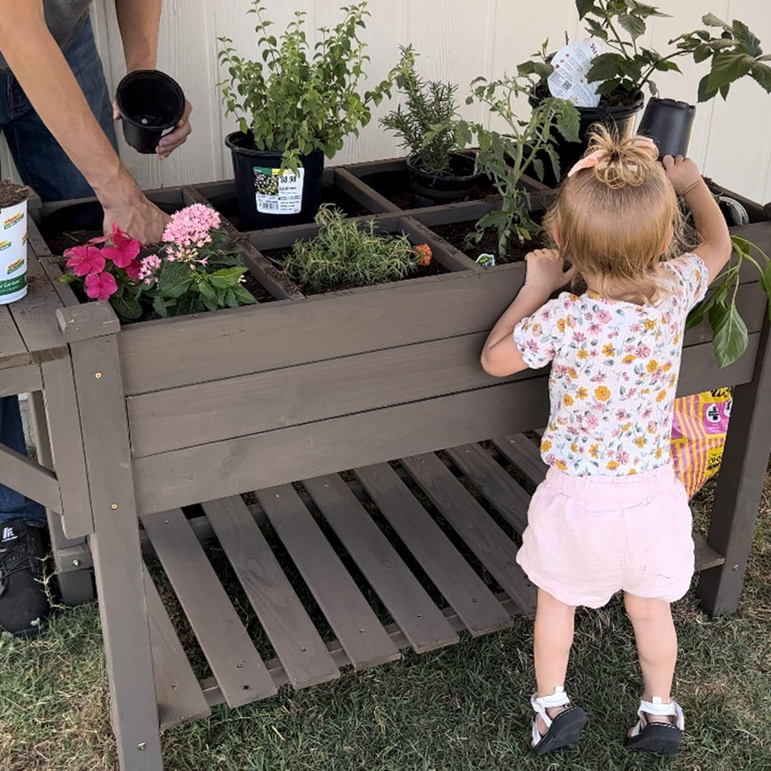 BUTINGLALE Raised Garden Bed Mobile Outdoor Planter Box with Legs for Vegetables Flower Herb, Large Storage Garden Box on Wheels GUT02-G-WM