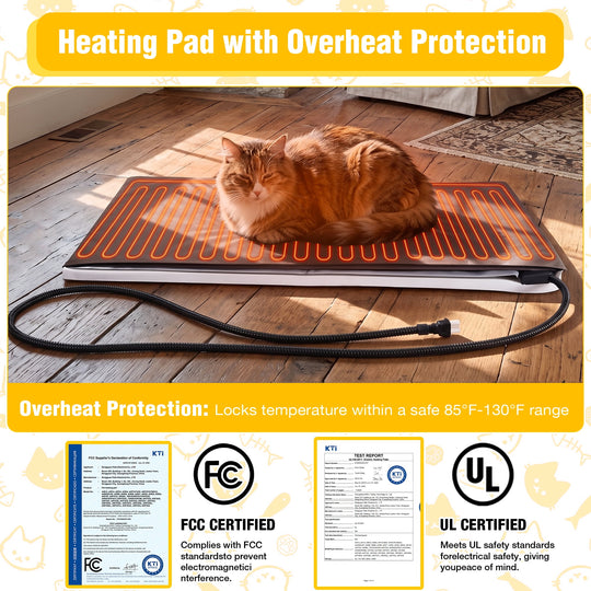 MEDEHOO 39" Heated Outdoor Cat House, Large Weatherproof Feral Cat Shelter for Winter with Safe Electric Heat Mat, 6-Side Insulated Liner and Escape Door for 1-4 Cats, Light Brown