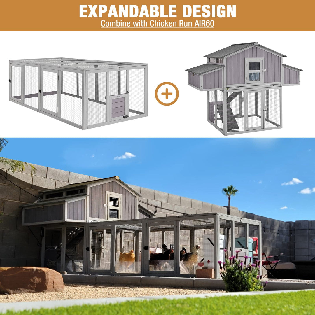 MEDEHOO Chicken Coop Folding Chicken House, Hen Coop Poultry Cage for 2-4 Chickens, Foldable Hen House 26ft² Multi-Levels, Easy to Set Up AIR66-U