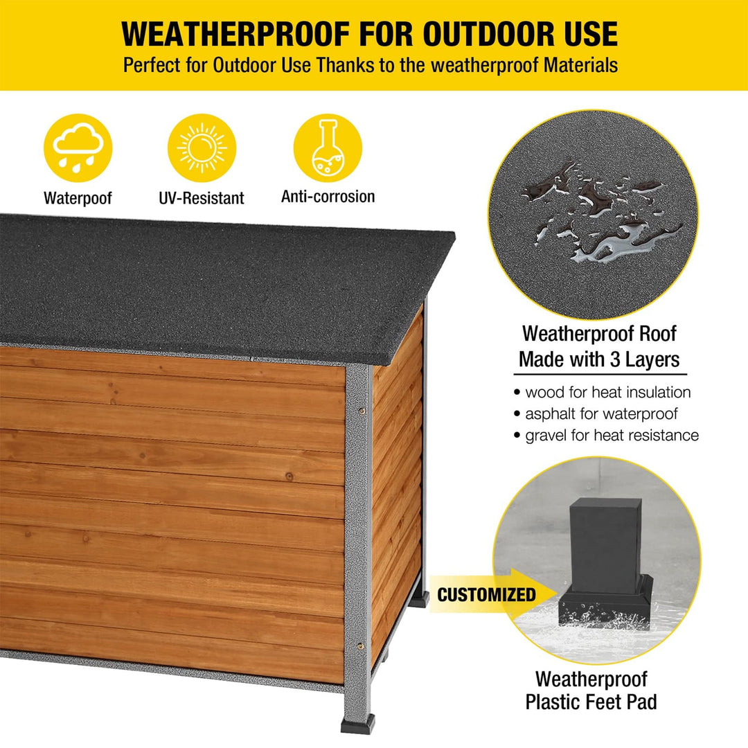MEDEHOO Wooden Dog House Anti-chewing Kennels for Outdoor &amp; Indoor, Browm, Medium