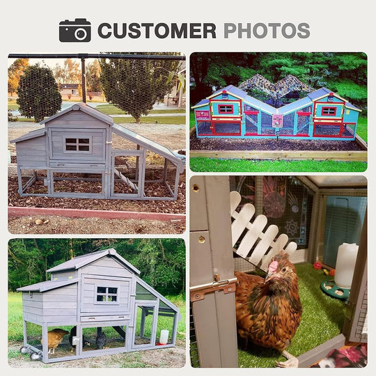 MEDEHOO Chicken Coop Expandable Chicken House for Outdoor with Wheels Nesting Box, Leakproof Pull-Out Tray &amp; UV-Resistant Roof Panel, Brown AIR23-GJ-WM2