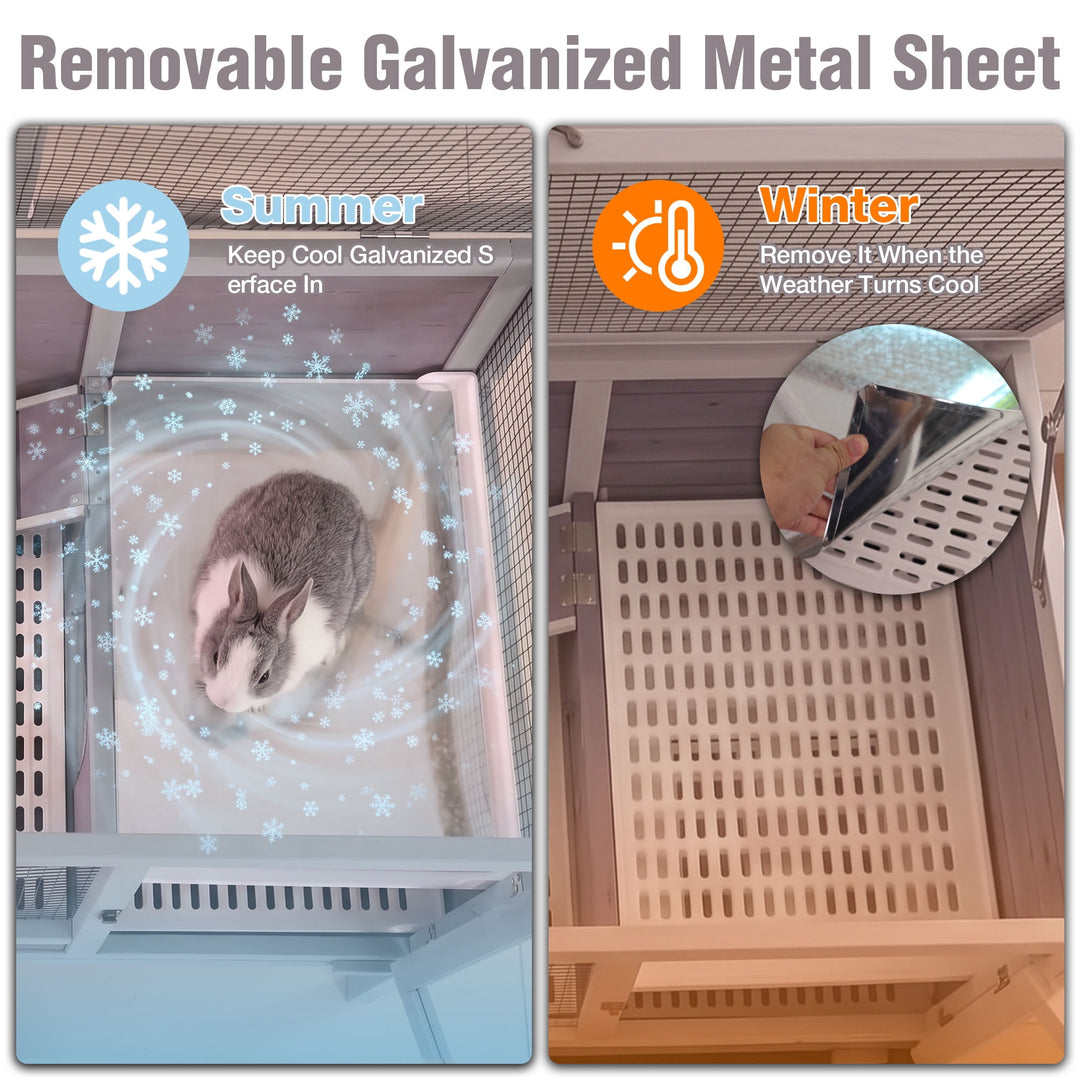 MEDEHOO Indoor Guinea Pig Cage Rabbit Cage with Chew-Resistant Edges, Leakproof Deep Tray and Detachable Legs, Gray AIR53-DG-WFS-GE