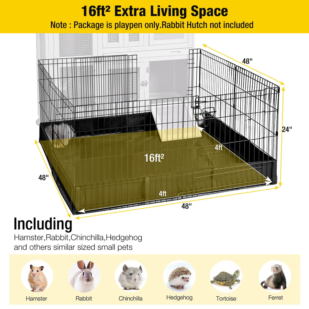 MEDEHOO Pet Playpen, Small Animal Playpen for Rabbits Hamsters Guinea Pigs Cage Exercise Pen and Enclosure Waterproof