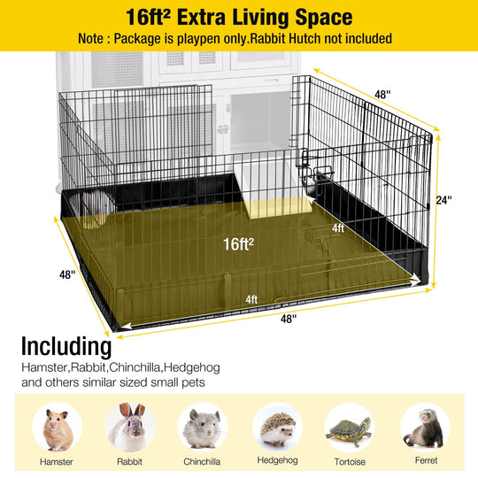 MEDEHOO Pet Playpen, Small Animal Playpen for Rabbits Hamsters Guinea Pigs Cage Exercise Pen and Enclosure Waterproof