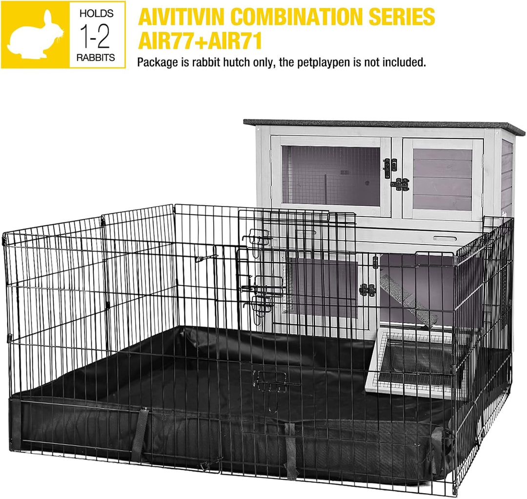 MEDEHOO Rabbit Hutch Bunny Cage Outdoors &amp; Indoors with Wheel, 2-Story Rabbit Cage for Guinea Pigs with 2 Leakproof Trays &amp; 4 Wheels AIR77-PD