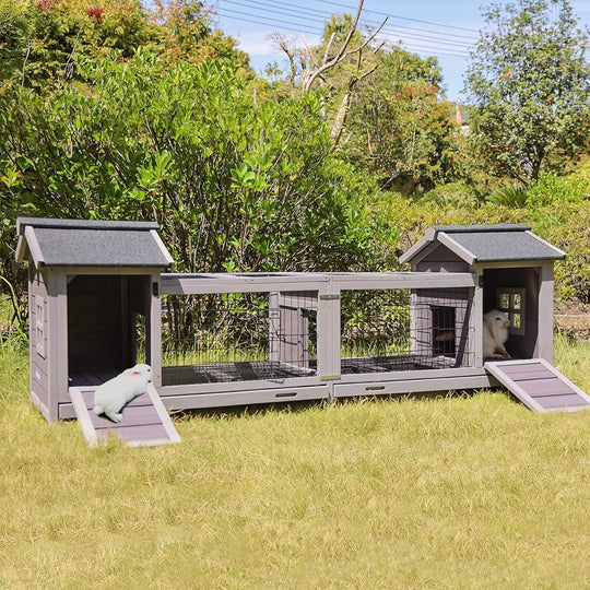 MEDEHOO Rabbit Hutch Indoor Outdoor Bunny Cage Upgrade Large Space for Rabbit,Guinea Pig,Bunny and Other Small Animals,On Wheels Move Easily. AIR68-J