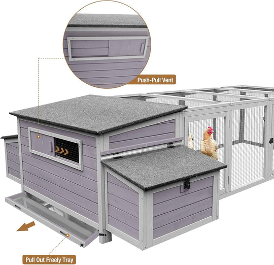 MEDEHOO Chicken Coop 103" Large Duck Coop with Run Outdoor Chicken House with Nesting Box, 4-6 Chickens AIR045-M-WM