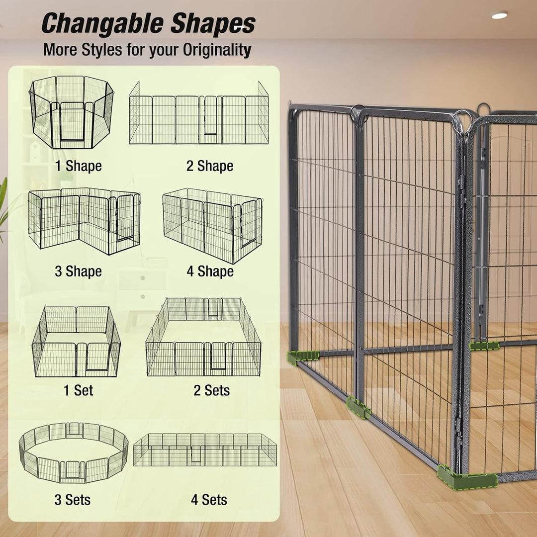 MEDEHOO Dog Playpen Indoor Dog Pen Outdoor Puppy Fence 8 Panels Pet Playpen with Doors for Large/Medium/Small Dogs,8 Panels,31 Inch