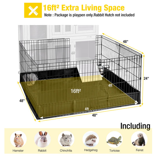 MEDEHOO Pet Playpen Rabbit Hutch Bunny Cage Extension, Indoor Small Animal Playpen Enclosure, Waterproof