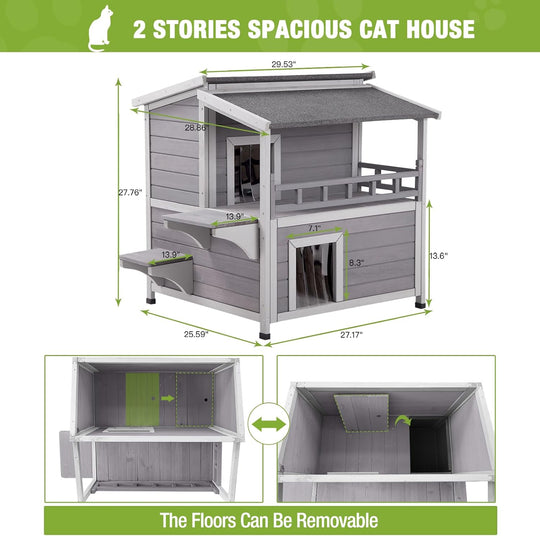 MEDEHOO Cat House Outdoor Kitty Shelter Waterpfoor for Winter, Indoor &amp; Outdoor Use