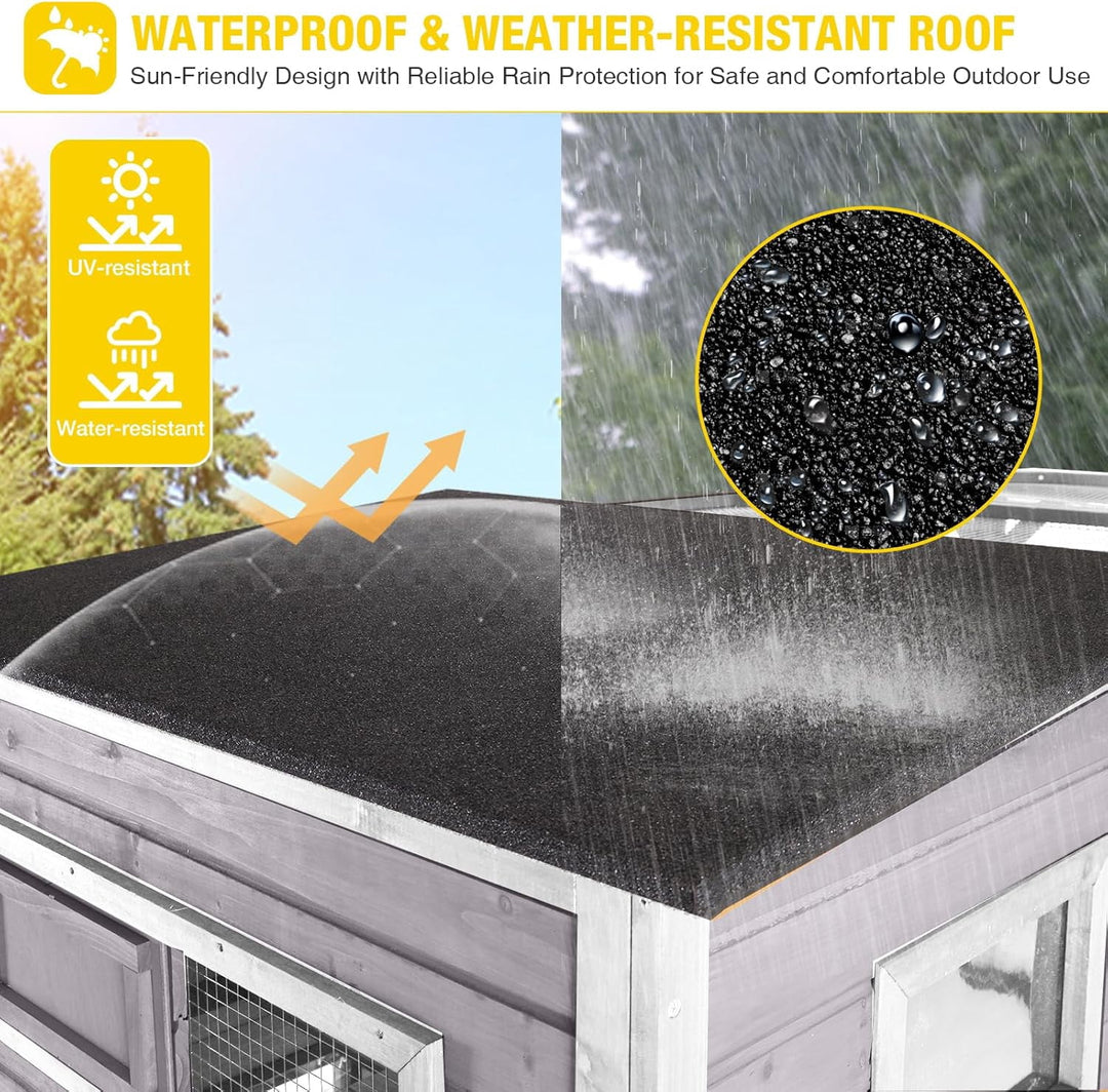 Catio Cat Enclosure Large Window Cat House for Outdoor Cats, 69.3" H Walk-in Kitty Cage Cat House with Weatherproof Roof, 3 Resting Rooms, 3 Platforms &amp; Windows - Grey AIR54-M