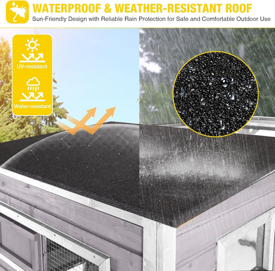 Catio Cat Enclosure Large Window Cat House for Outdoor Cats, 69.3" H Walk-in Kitty Cage Cat House with Weatherproof Roof, 3 Resting Rooms, 3 Platforms &amp; Windows - Grey AIR54-M