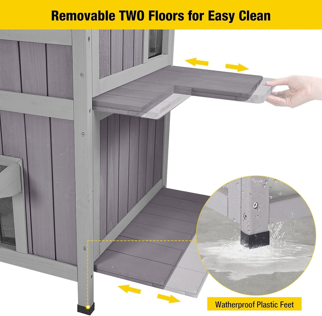MEDEHOO Insulated Cat House Outdoor Feral Cat Shelter for Winter Weatherproof AIR14-IN-WM