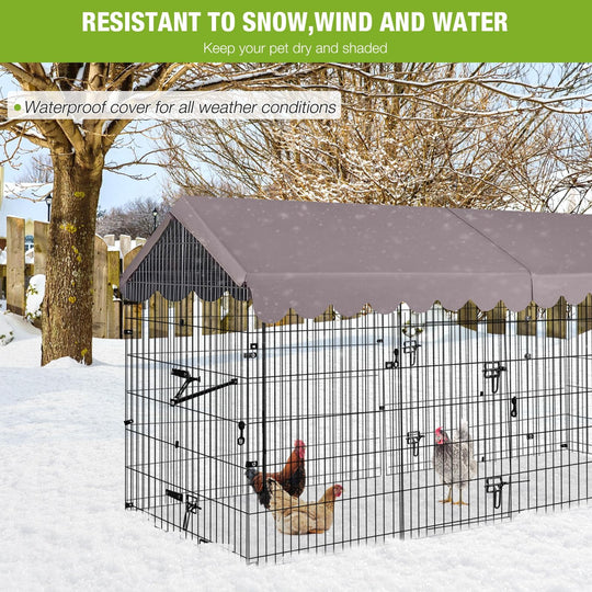 MEDEHOO Mobile Chicken Coop on Wheels for 6–8 Chickens, Chicken Coop with Metal Run &amp; 6 Nesting Boxes, All-Around Metal Frame Large Chicken Hen House, 76.7" L