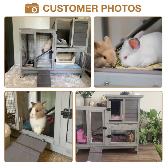 BUTINGLALE Outdoor Rabbit Hutch Bunny House Wooden Indoor Rabbit Cage for Small Animals with Trays AIR10-H-WM