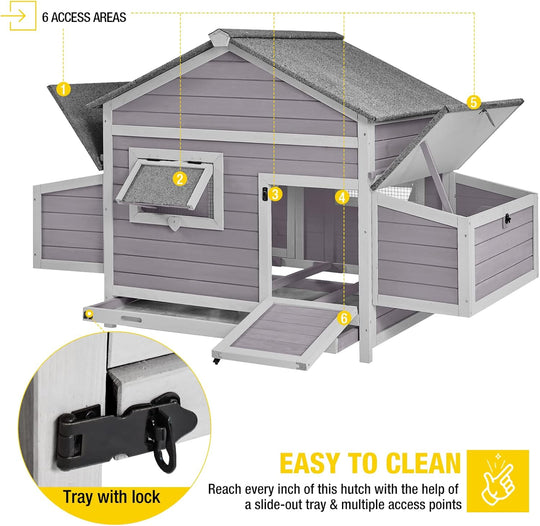 MEDEHOO Chicken Coop with Two Large Nesting Boxes Wooden Hen House Outdoor Poultry Cage Duck Coop Weatherproof
