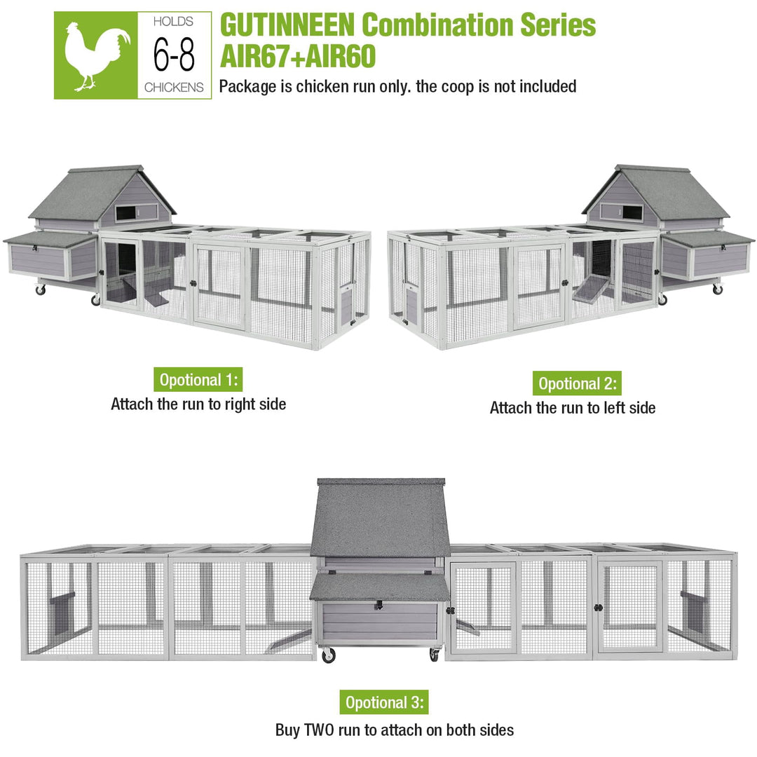 MEDEHOO 79"L Chicken Run, Large Chicken Coop Extension with 5 Doors, Chicken Pen Pet Playpen 20.73 ft² MED60-66-WM