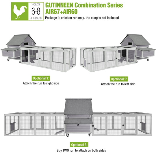 MEDEHOO 79"L Chicken Run, Large Chicken Coop Extension with 5 Doors, Chicken Pen Pet Playpen 20.73 ft² MED60-66-WM